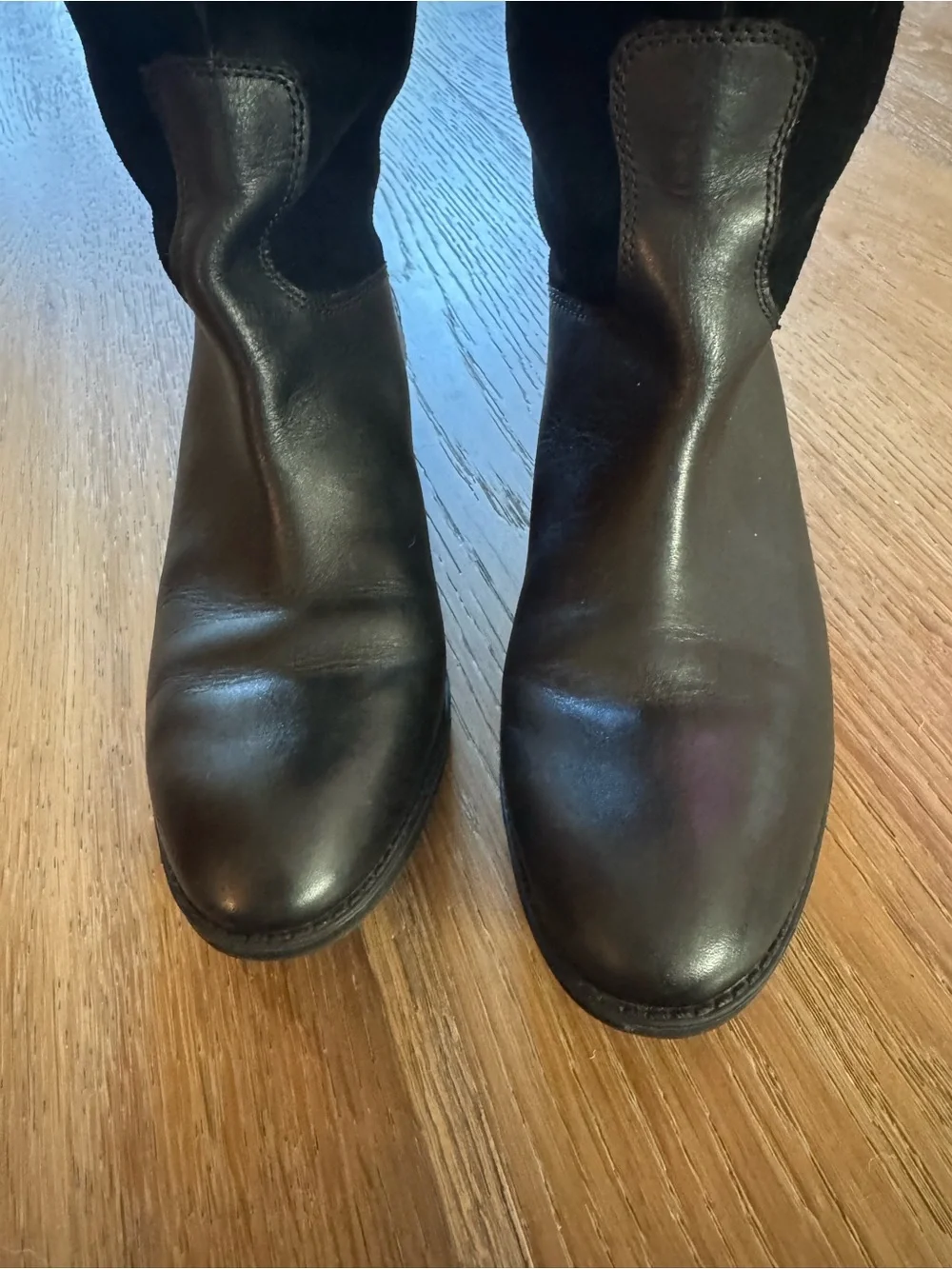 Sam Edelman Pembrooke Black Leather Suede Knee High Riding Boots Size 8